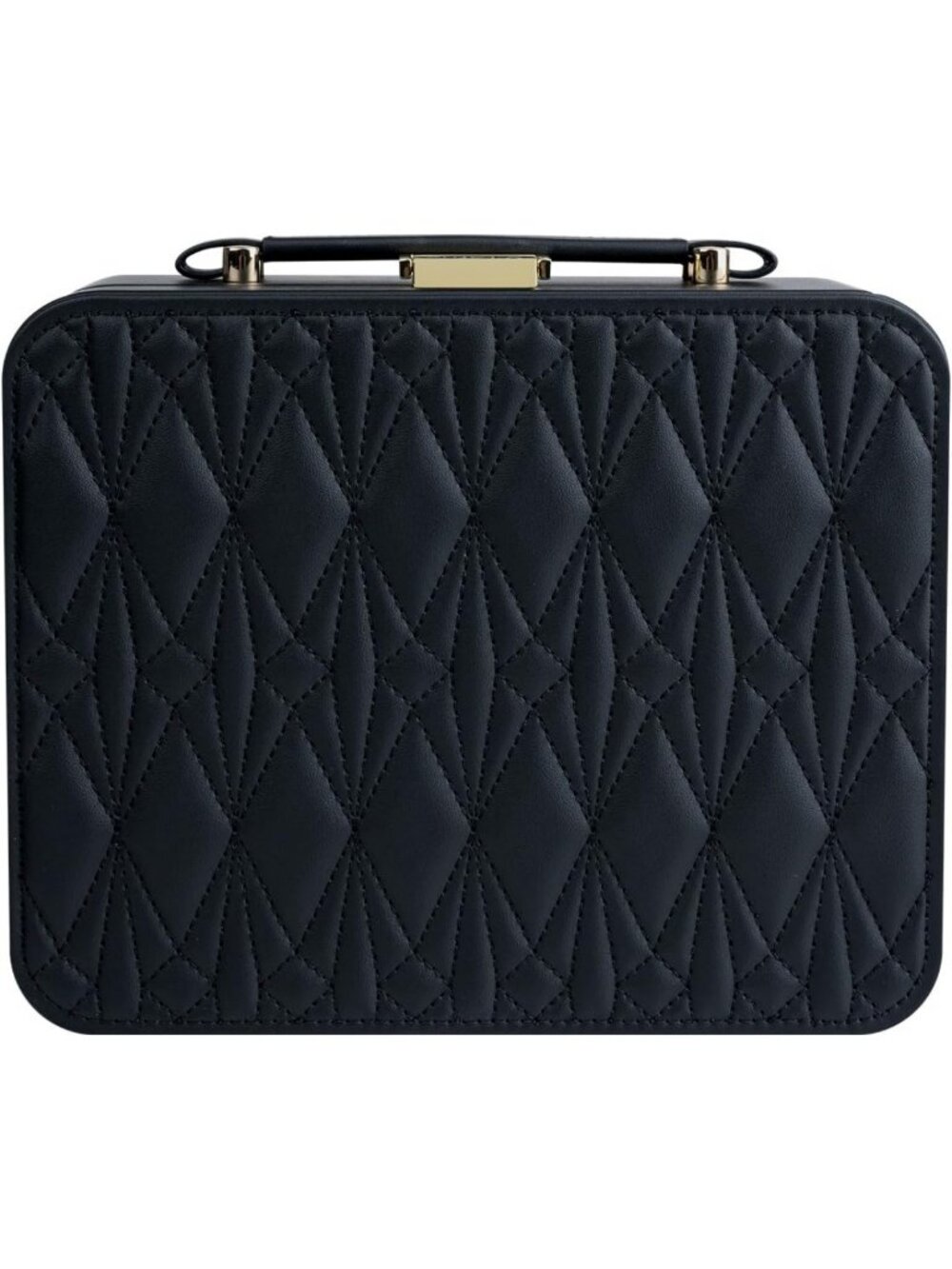 Large Black Travel Jewelry Organizer Case - 2 Layer Holder for Women & Watches